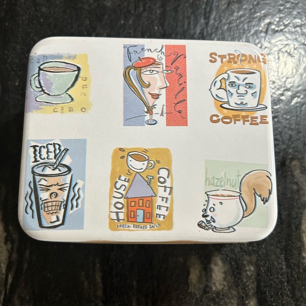 Hallmark Shoebox Coffee Themed Tin